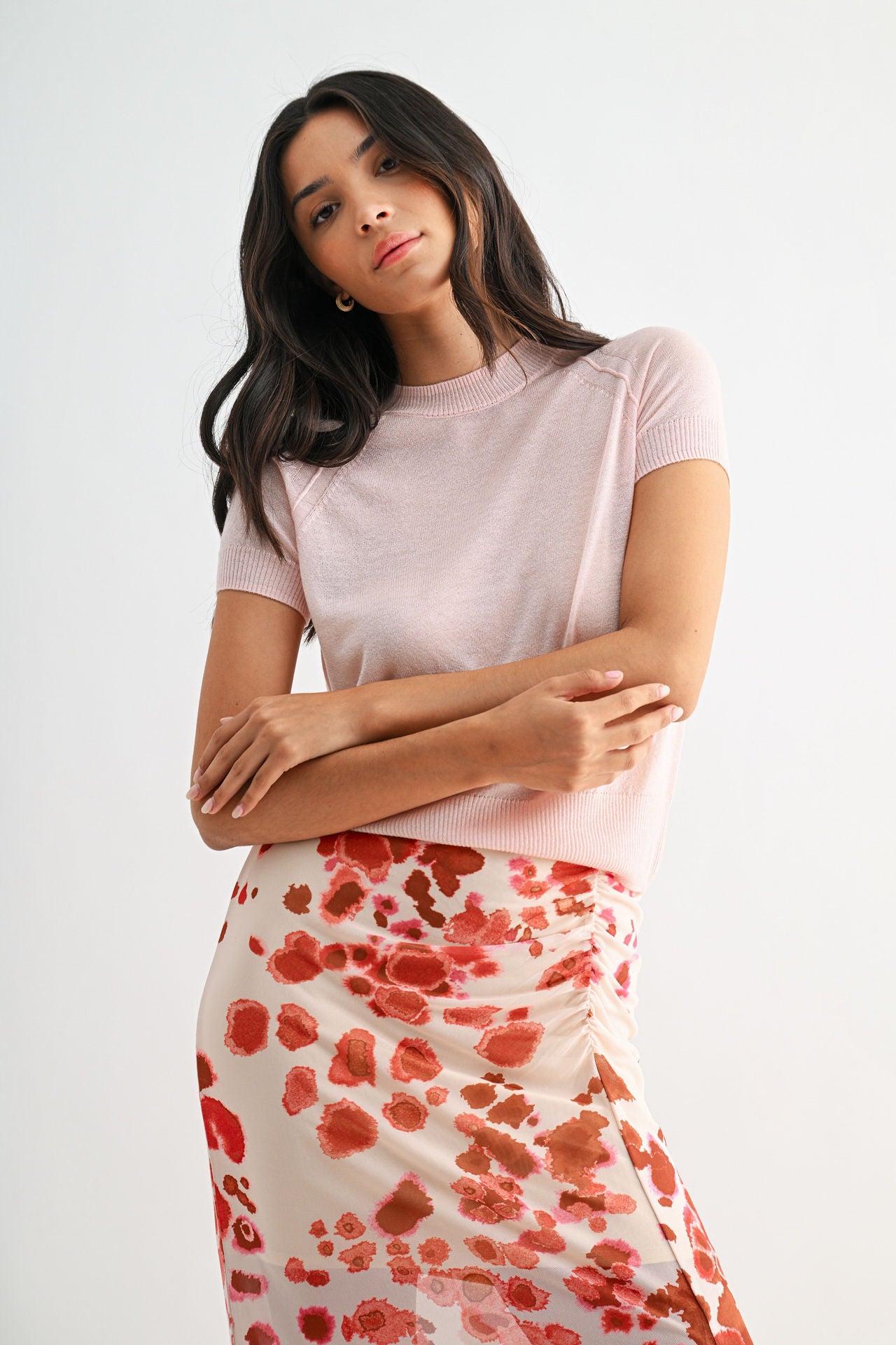 Pink Short Sleeve Sweater