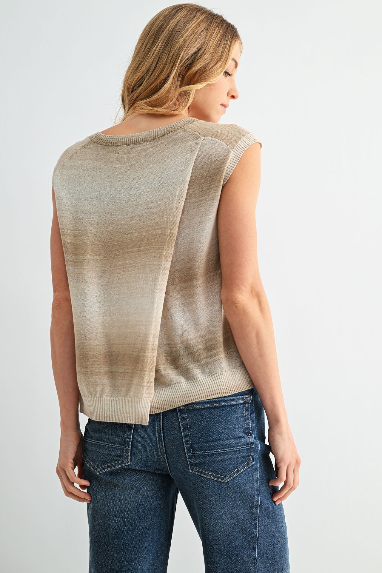 Latte Sleeveless Wrap Back Top