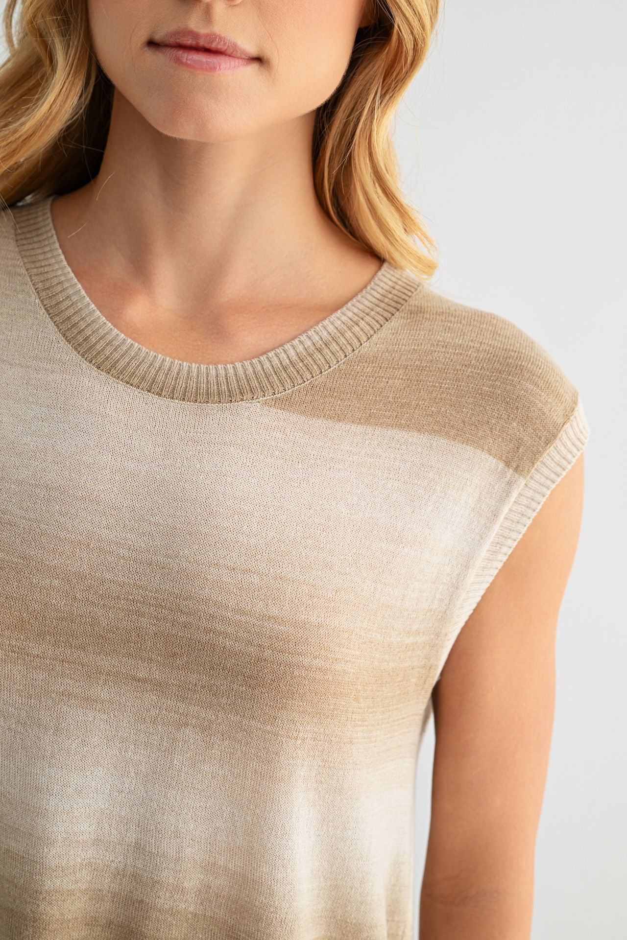 Latte Sleeveless Wrap Back Top