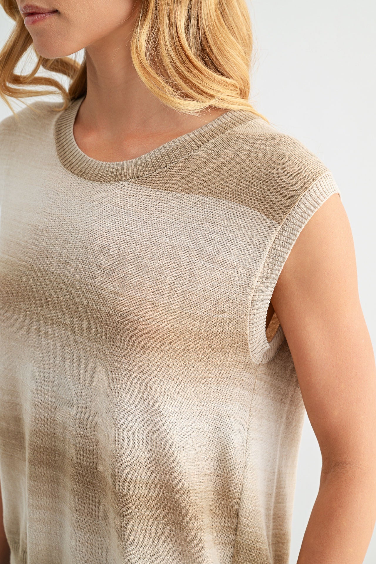 Latte Sleeveless Wrap Back Top