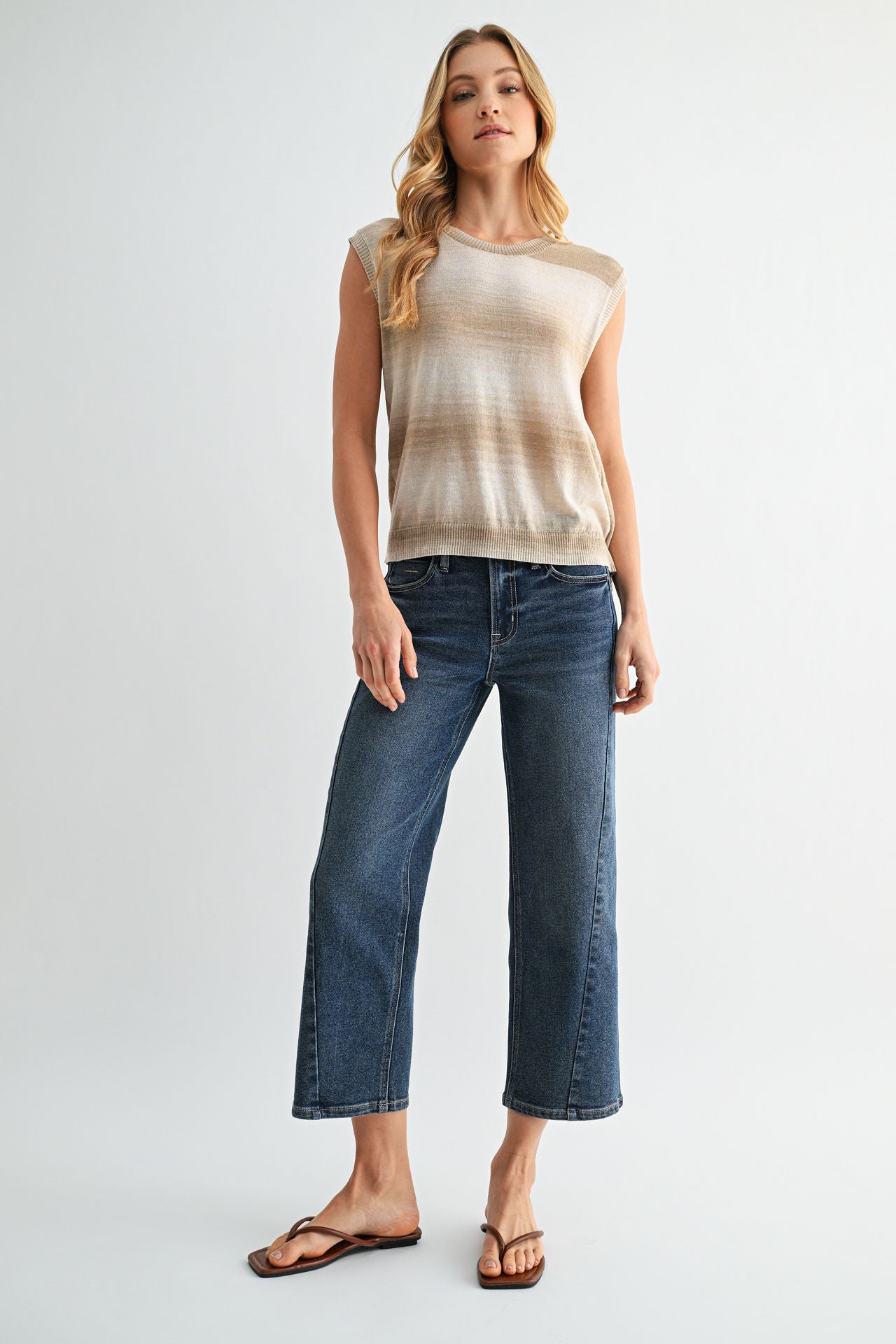 Latte Sleeveless Wrap Back Top