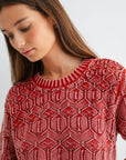 Brick Short Sleeve Distressed Sweater