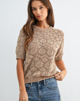 Burlap Short Sleeve Distressed Sweater