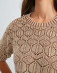 Burlap Short Sleeve Distressed Sweater