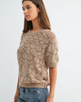 Burlap Short Sleeve Distressed Sweater