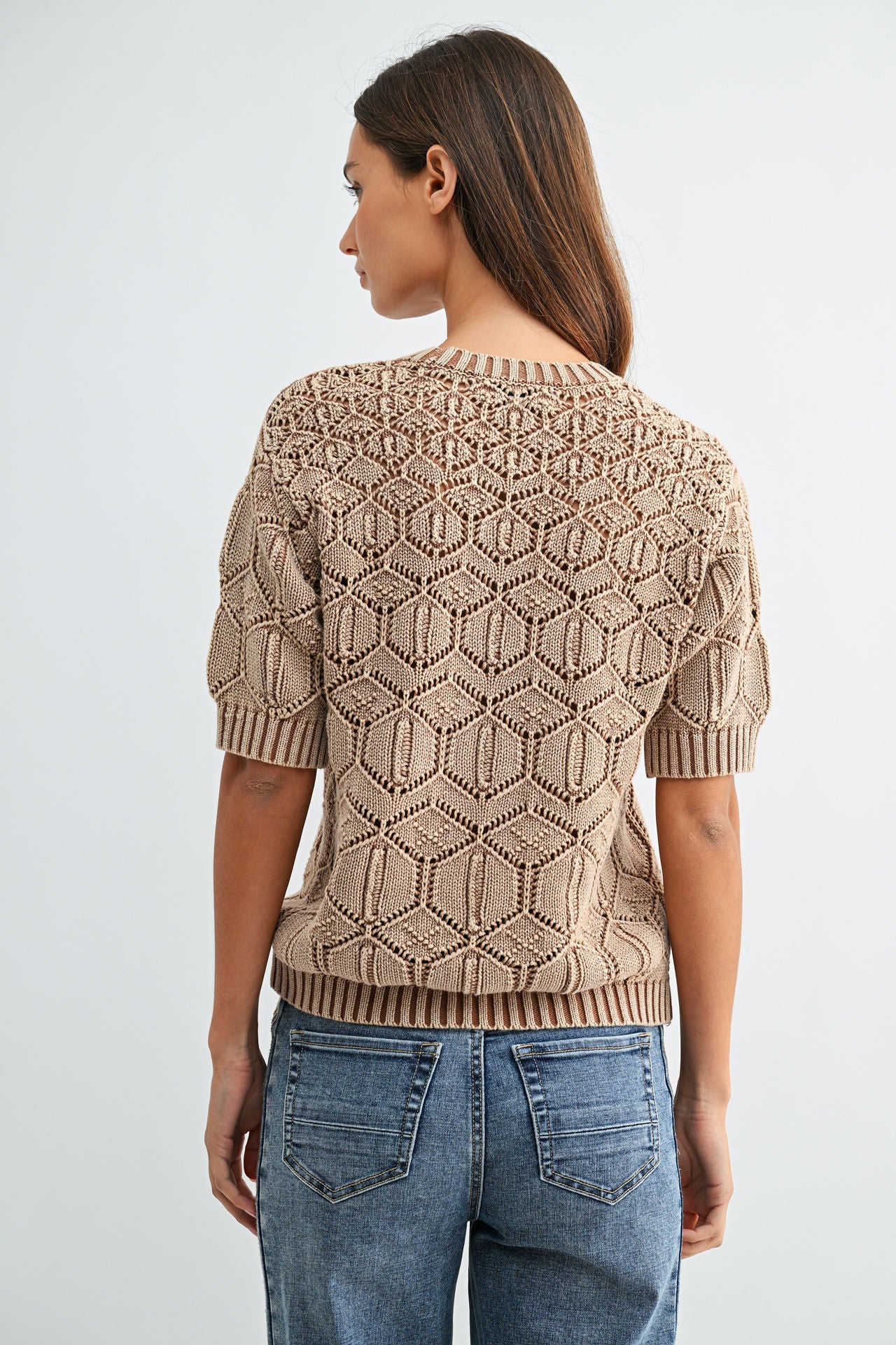 Burlap Short Sleeve Distressed Sweater