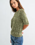 Pine Short Sleeve Distressed Sweater