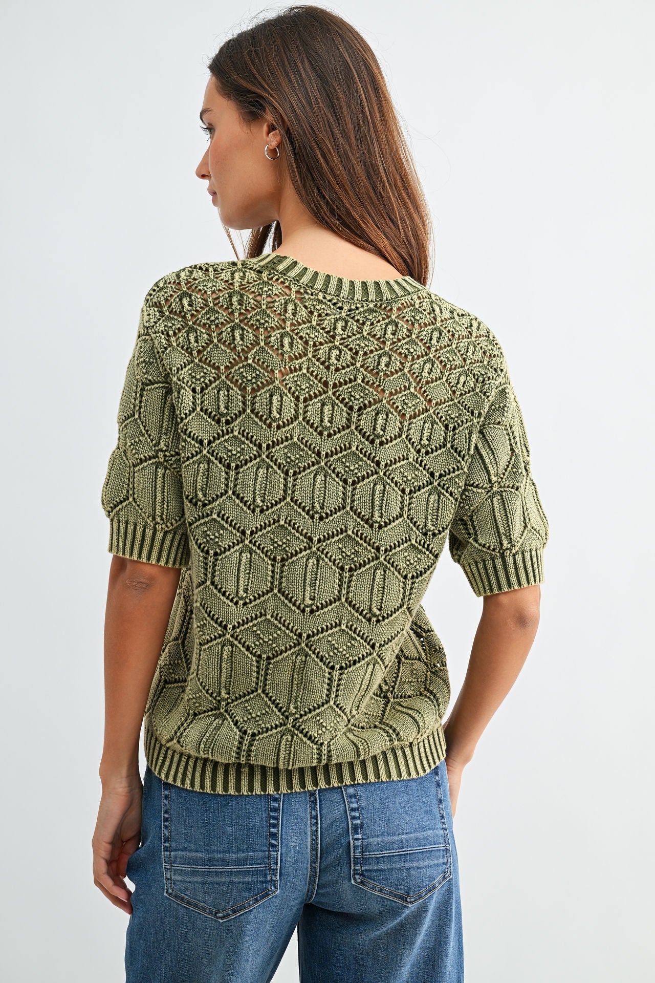 Pine Short Sleeve Distressed Sweater