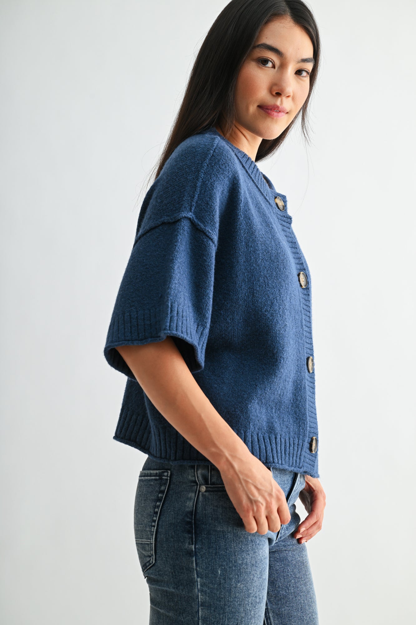 Cadet Blue Broome Crop Cardigan