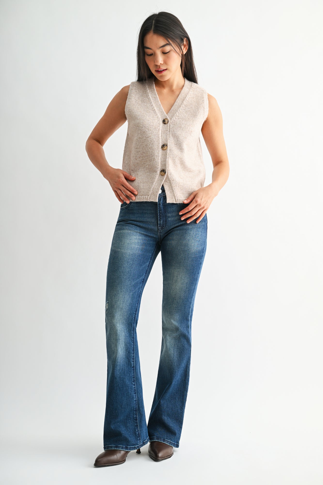 Sleeveless Button Down Vest