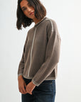 Mushroom Long Sleeve Blanket Stitch Sweater