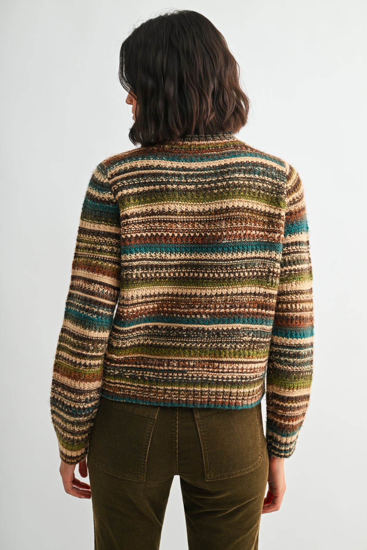 Brown Multi Stripe Long Sleeve Striped Sweater