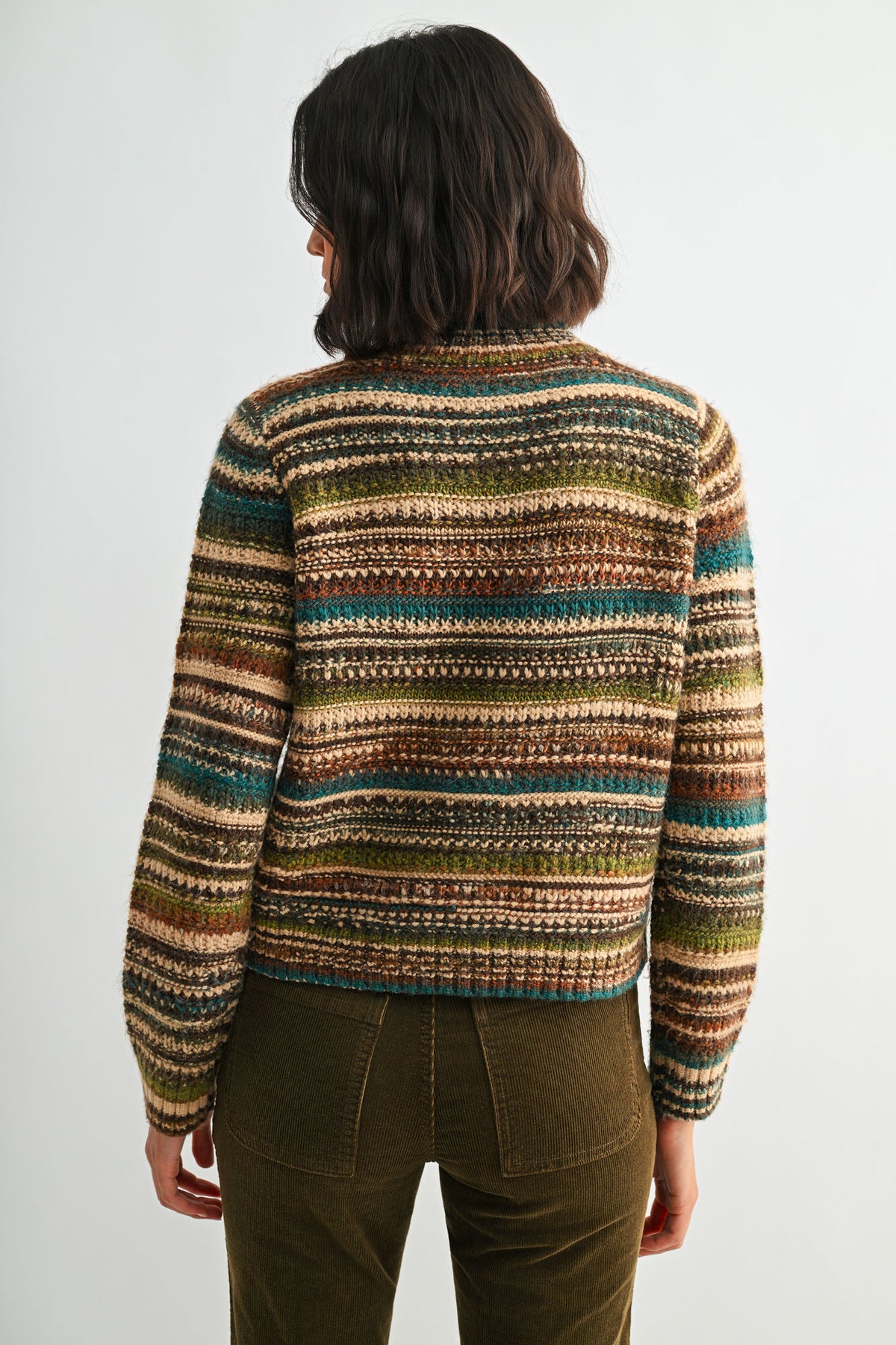 Brown Multi Stripe Long Sleeve Striped Sweater