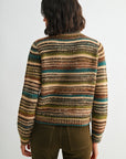 Brown Multi Stripes Petite Long Sleeve Striped Sweater