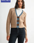 Tan Plus-Size Long Sleeve Cropped Cardigan