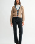Tan Petite Long Sleeve Cropped Cardigan