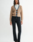 Tan Petite Long Sleeve Cropped Cardigan
