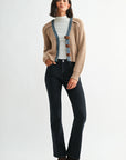 Tan Long Sleeve Cropped Cardigan