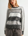 Taupe Stripe Long Sleeve Mixed Stripe Sweater