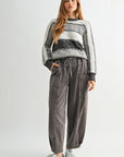 Taupe Stripe Long Sleeve Mixed Stripe Sweater