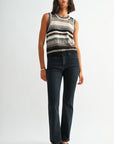 Natural Multi Sleeveless Striped Sweater Vest