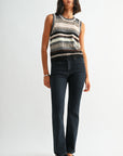 Natural Multi Sleeveless Striped Sweater Vest