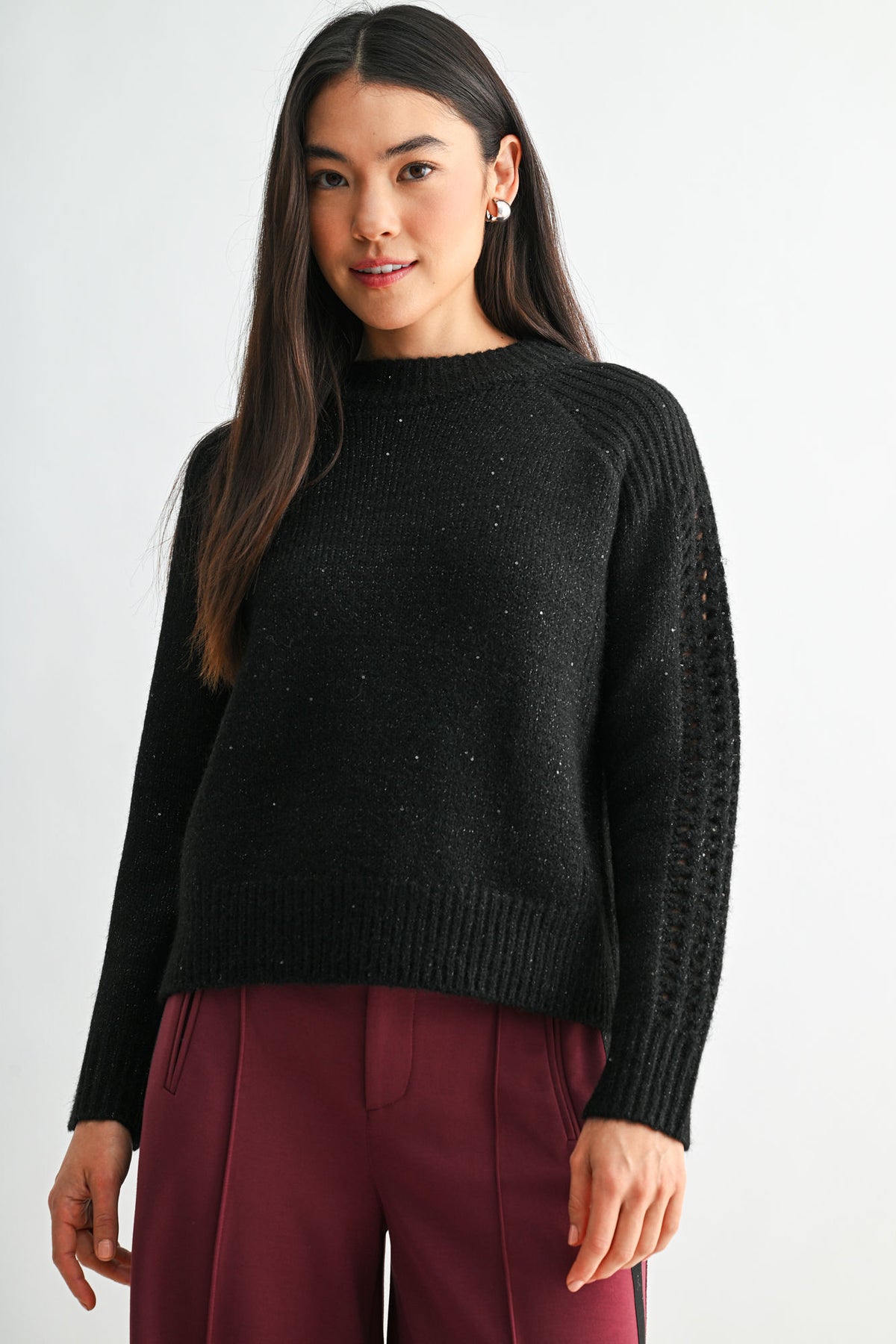 Black Long Sleeve Mock Neck Sweater