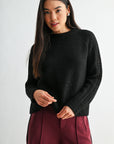Black Petite Long Sleeve Mock Neck Sweater