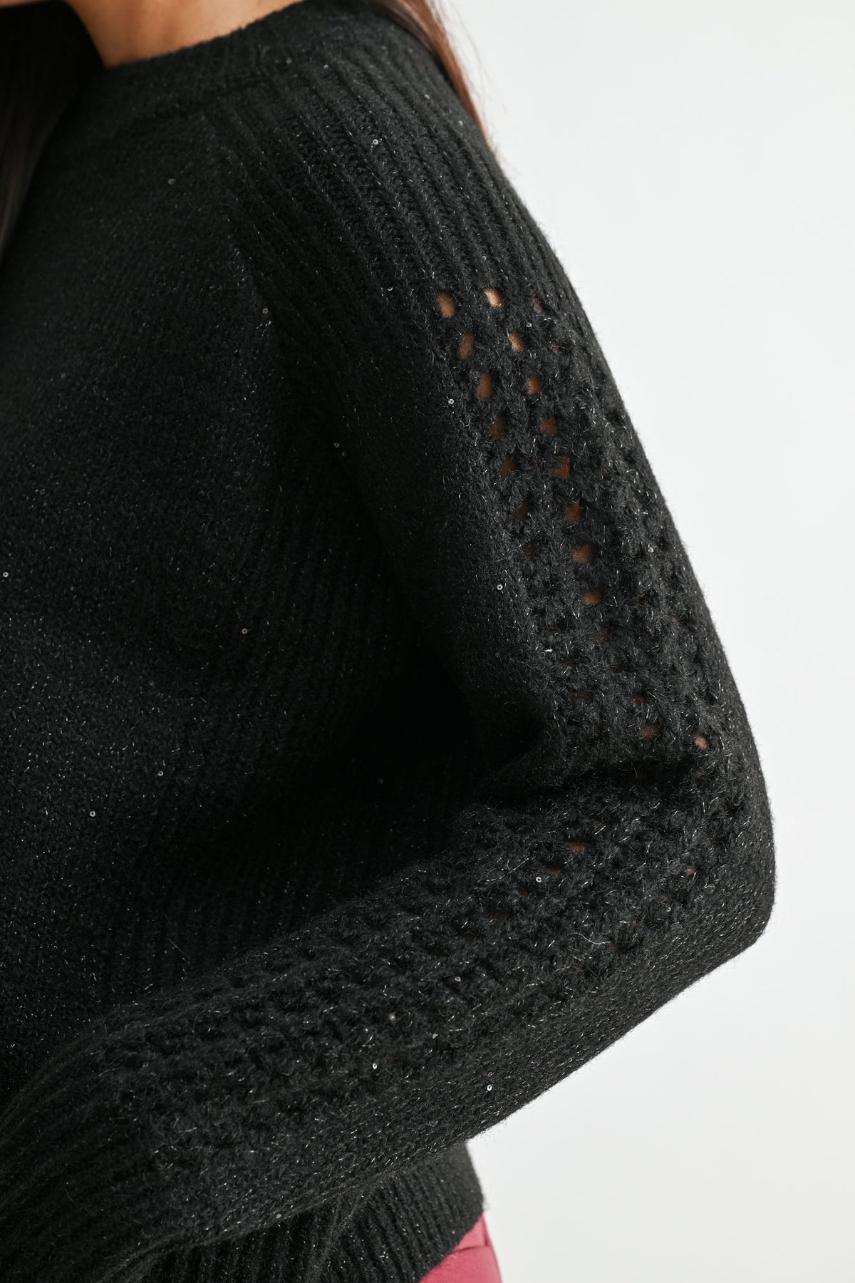 Black Sleeve Mock Neck Sweater