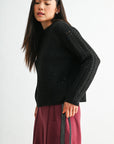 Black Petite Long Sleeve Mock Neck Sweater