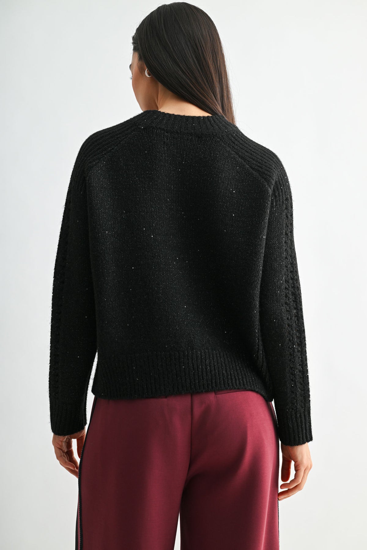 Black Petite Long Sleeve Mock Neck Sweater