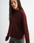 Burgundy Long Sleeve Mock Neck Sweater