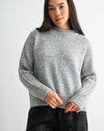 Silver Petite Long Sleeve Mock Neck Sweater