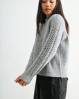 Silver Sleeve Mock Neck Sweater