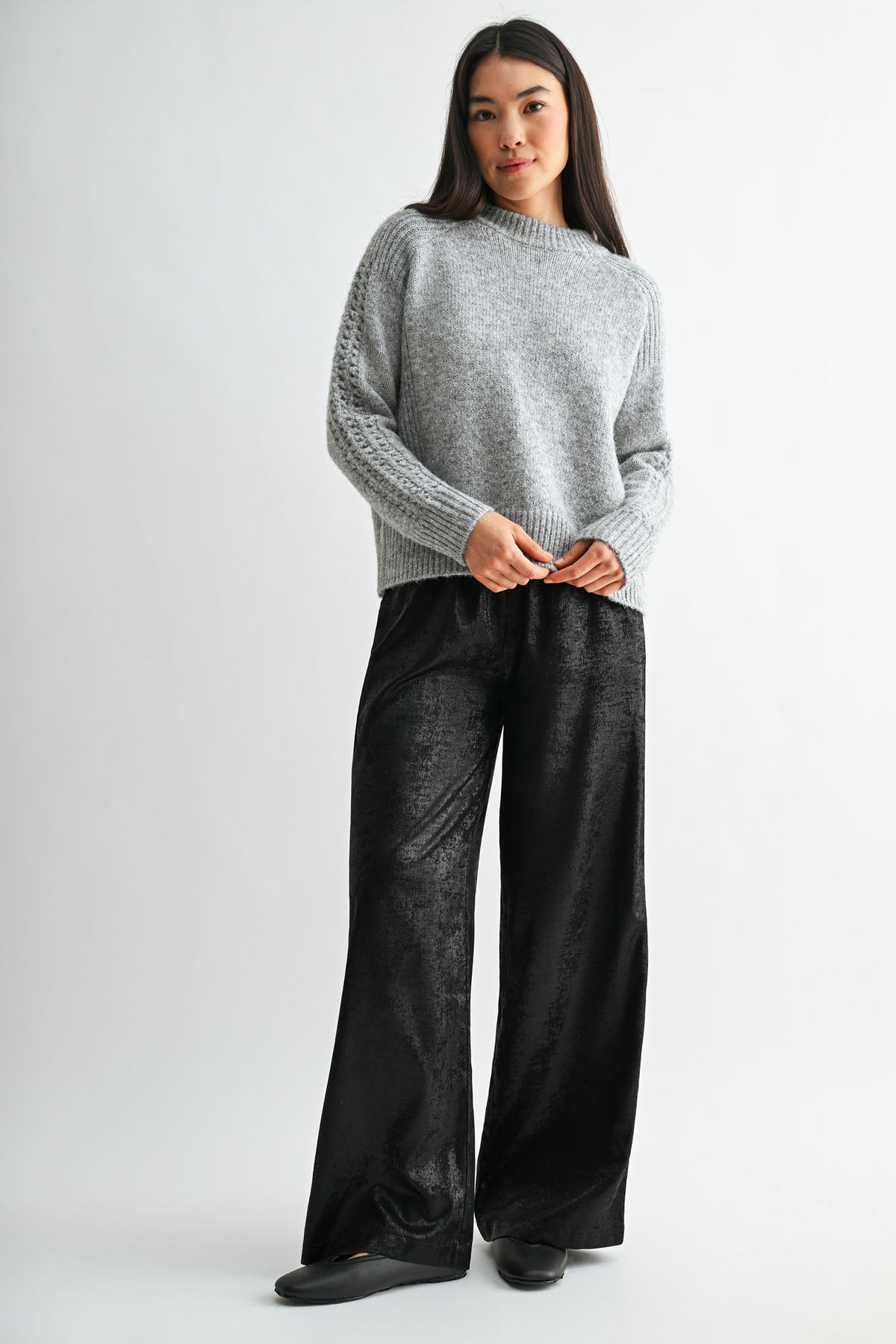 Silver Sleeve Mock Neck Sweater