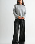 Silver Sleeve Mock Neck Sweater