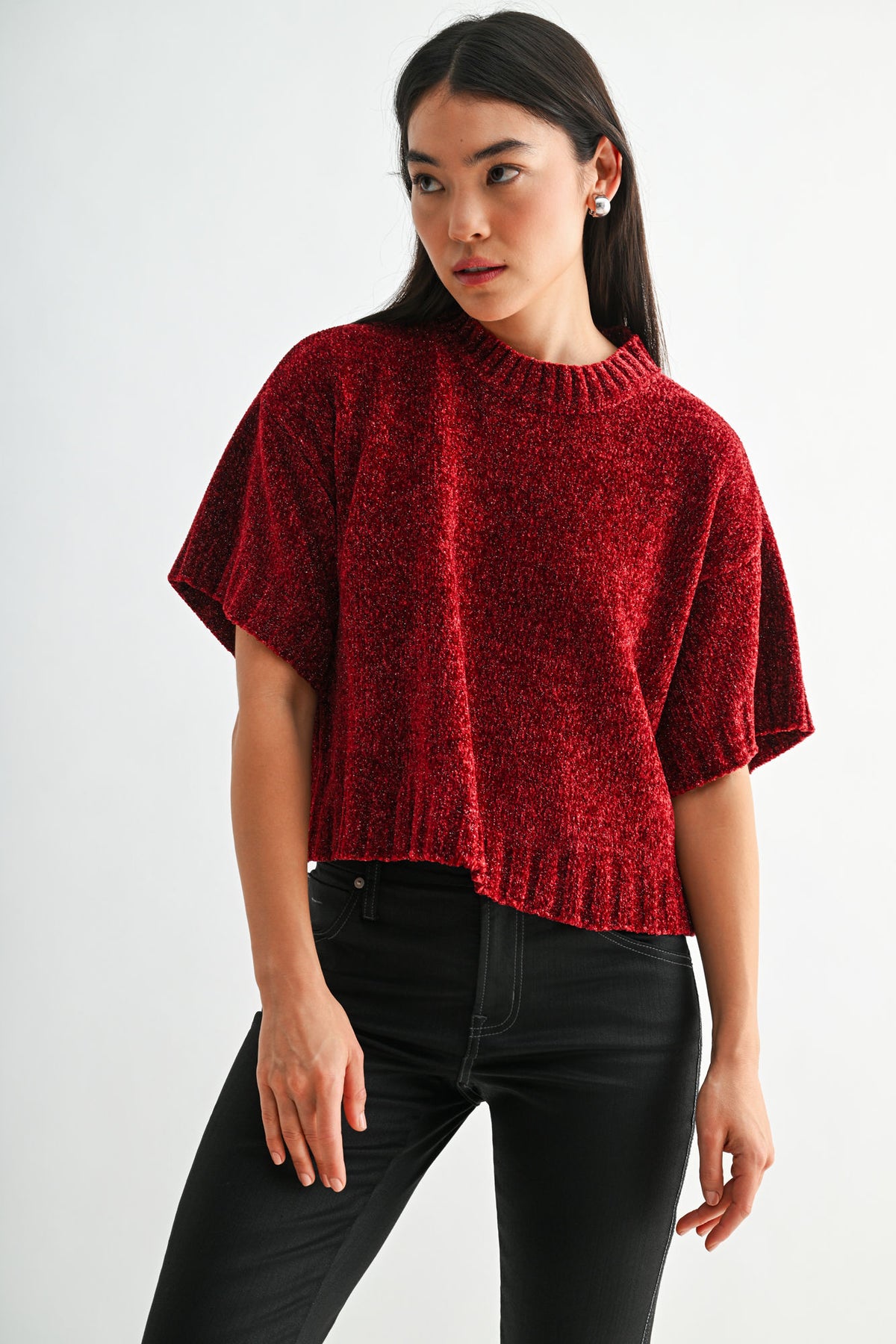 Burgundy Petite Broome Chenille Sweater