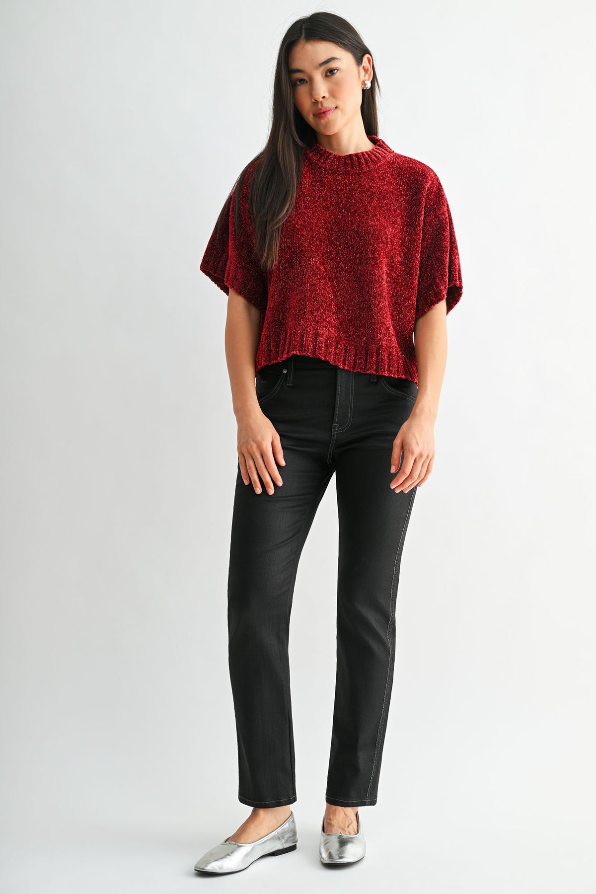 Burgundy Petite Broome Chenille Sweater