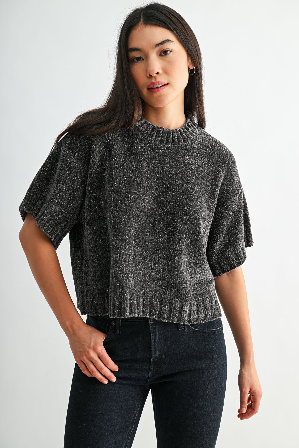Charcoal Petite Broome Chenille Sweater