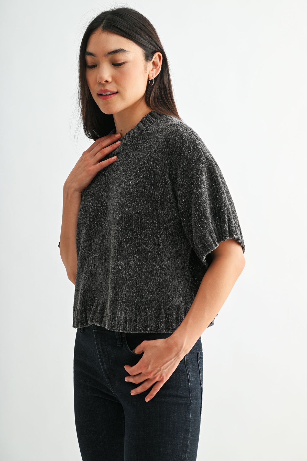 Charcoal Petite Broome Chenille Sweater
