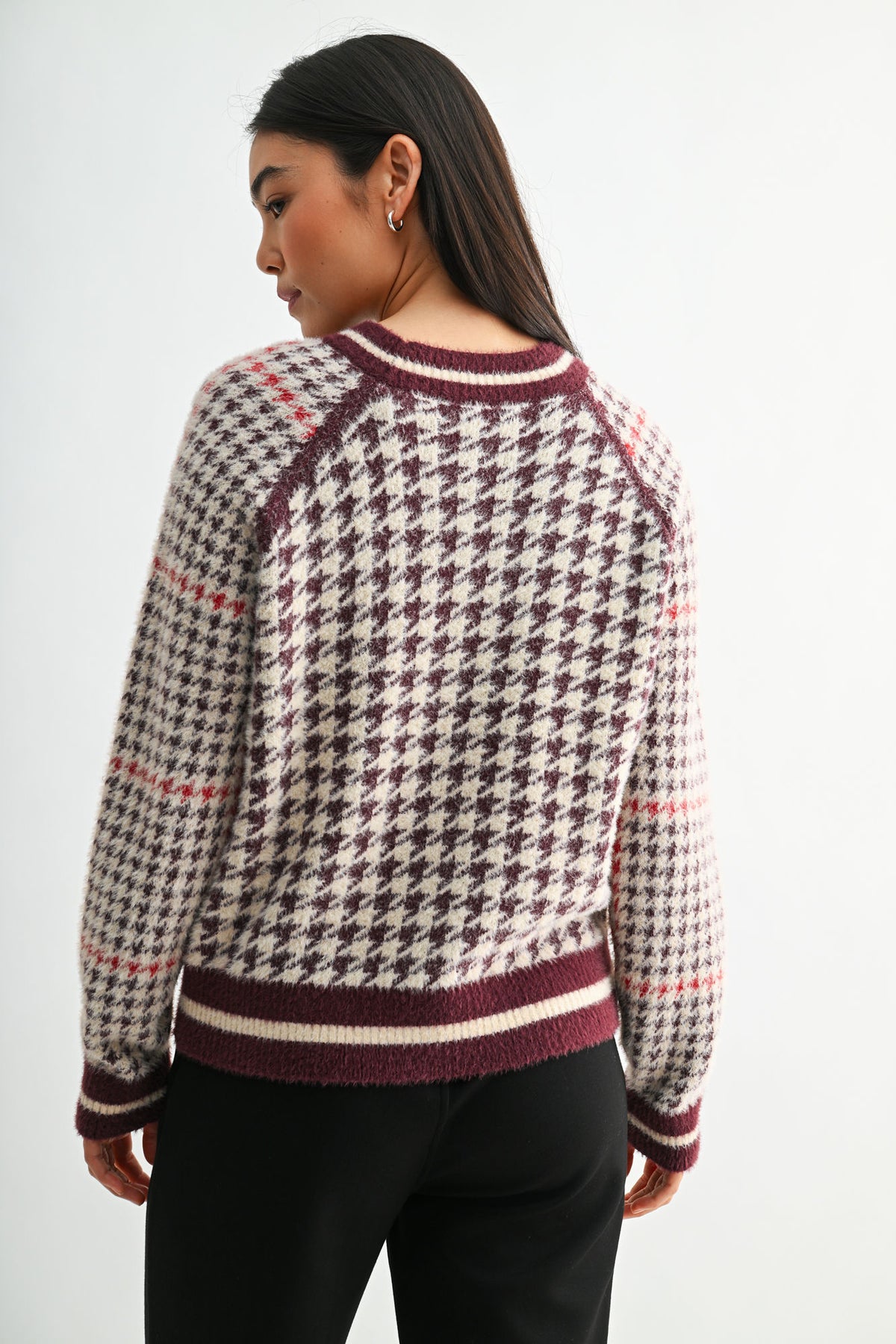 Burgundy Long Sleeve Raglan Sleeve Sweater