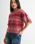 Cherry Broome Striped Crop Sweater