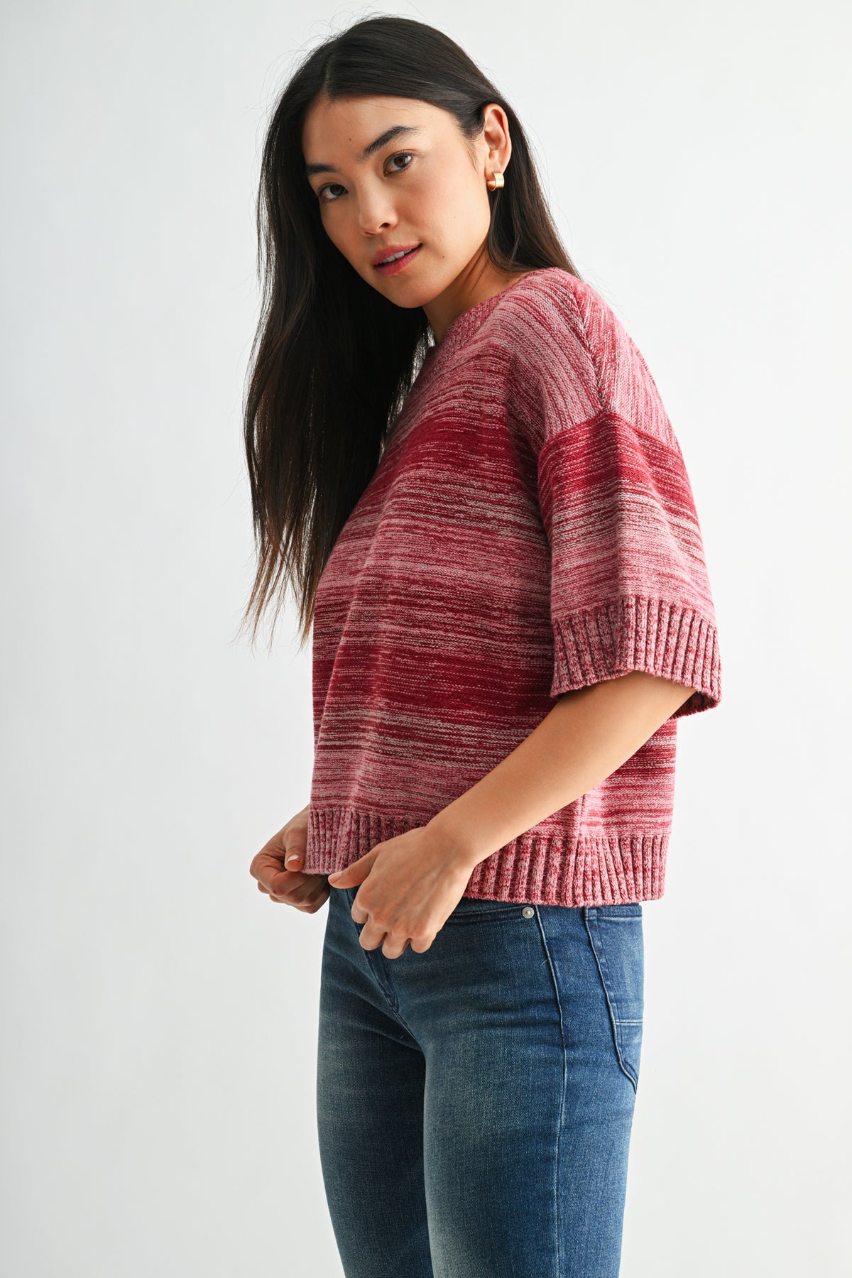 Cherry Plus-Size Broome Striped Crop Sweater
