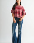 Cherry Petite Broome Striped Crop Sweater