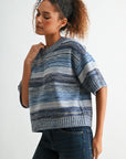 Navy Broome Striped Crop Sweater