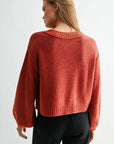 Burnt Rose Long Bubble Sleeve Crop Sweater