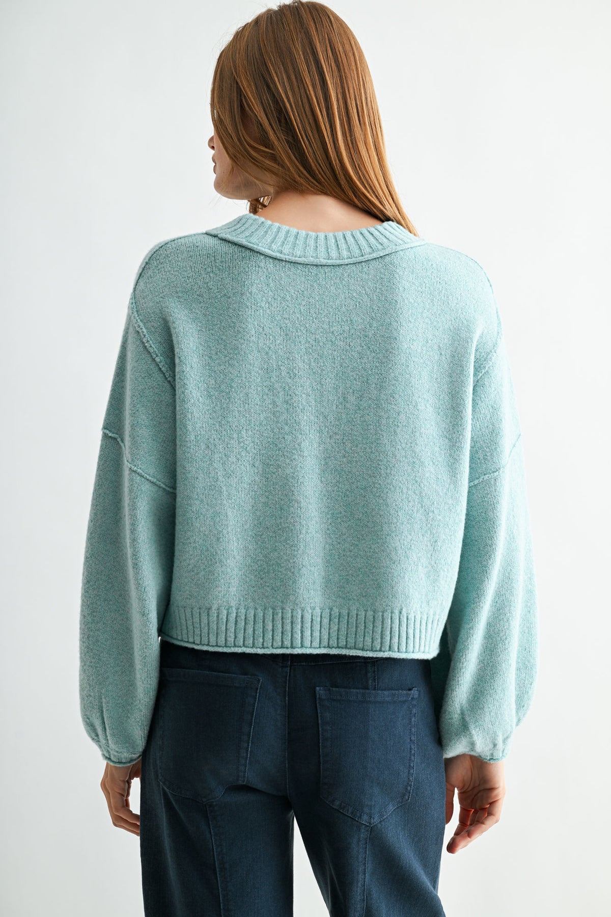 Skyway Long Bubble Sleeve Crop Sweater