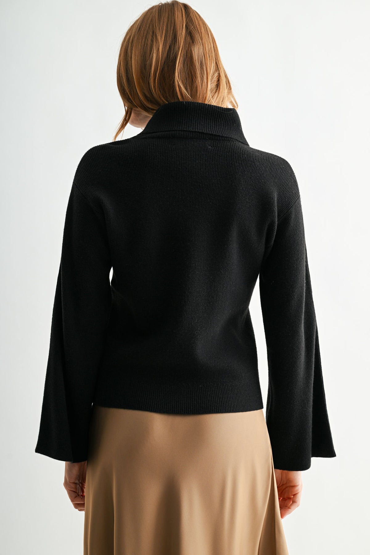 Black Long Sleeve Sweater with Button Detail