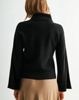 Black Long Sleeve Sweater with Button Detail