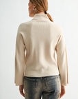 Buff Long Sleeve Sweater with Button Detail